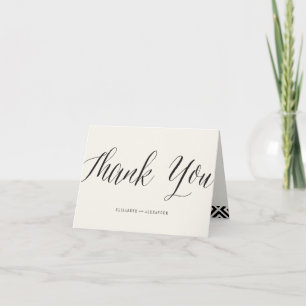 Classic Script Geometric Wedding Thank You Card