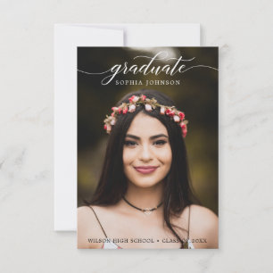 Classic Script Graduation Announcement with Photo