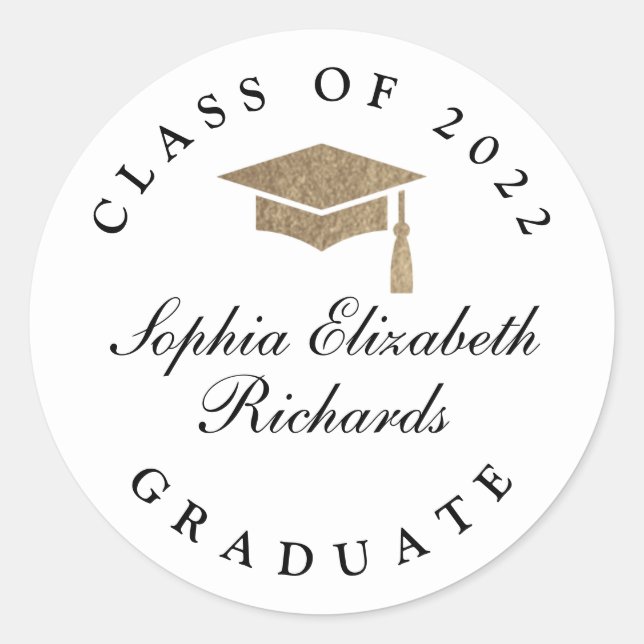 Classic Script Graduation Classic Round Sticker (Front)