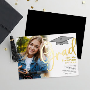 Classic Script Graduation Photo Template Gold