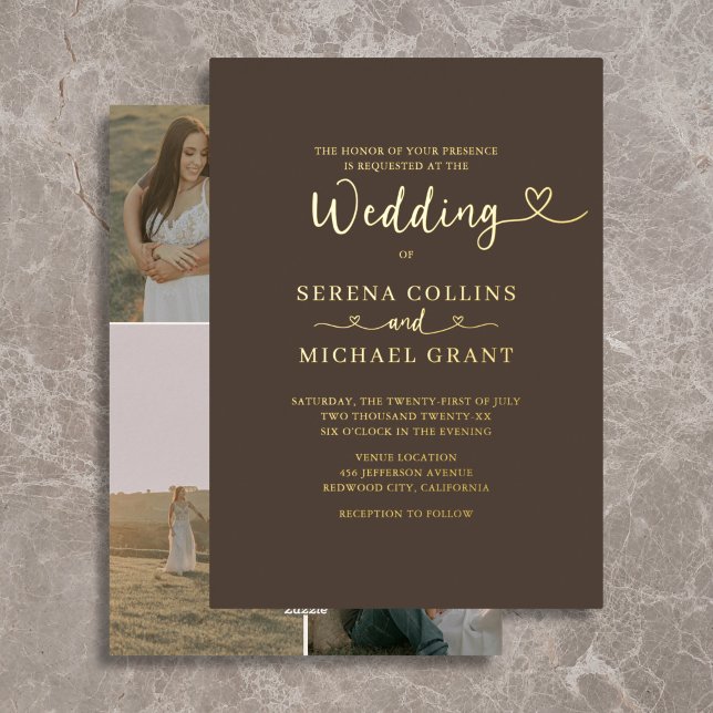 Classic Script Heart 4 Photo Terracotta Wedding (Creator Uploaded)