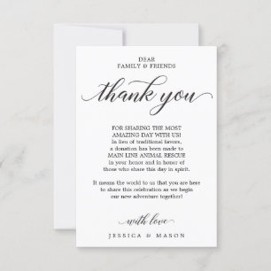 Classic Script In Lieu of Favours Place Card