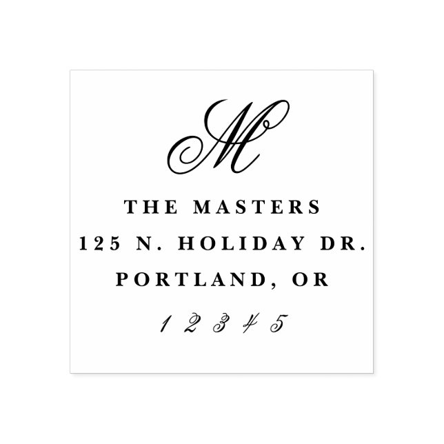 Classic Script Monogram Return Address Rubber Stamp (Imprint)