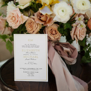 Classic Script Monogram Wedding Black & Gold Foil 