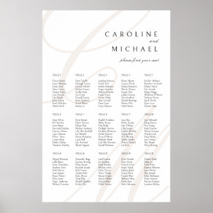 Classic Script Monogram Wedding Seating Chart