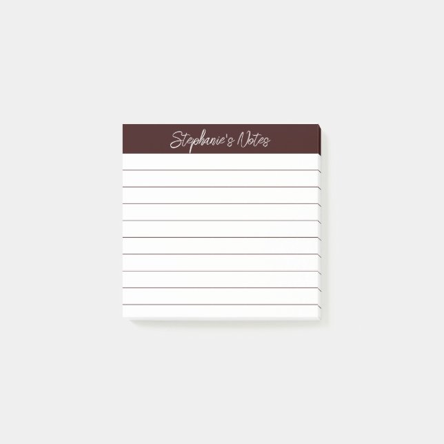 Classic Script Notes Chocolate Brown Lined (Front)