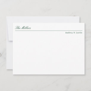 Classic Script Offset Name Green Personalized Flat Card