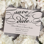 Classic Script Save the Date | Cameo Blush<br><div class="desc">Elegant save the date cards in timeless black and soft,  muted cameo blush pink feature embellished script lettering for a classic,  formal look.</div>