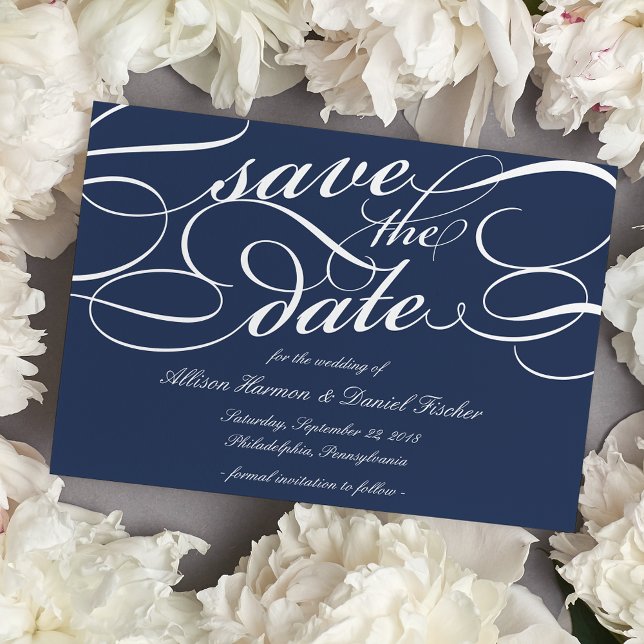 Classic Script Save the Date | Navy (Creator Uploaded)
