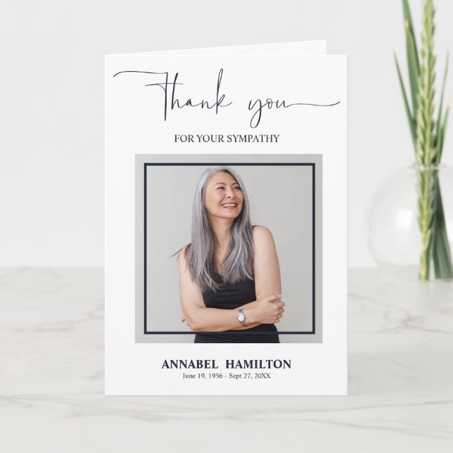 Classic Script Sympathy Thank You Photo Card (Front)