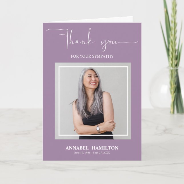 Classic Script Sympathy Thank You Photo Card (Front)