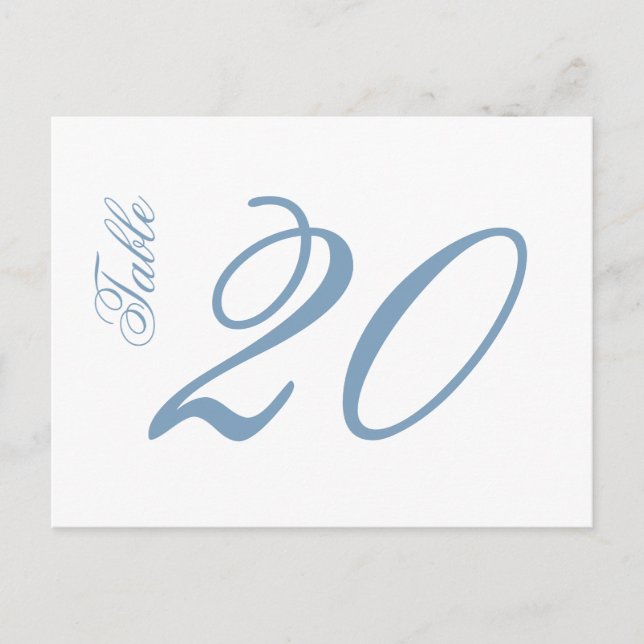 Classic Script Table Numbers (Blue Grey / White) Postcard (Front)