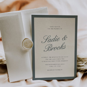 Classic Script Wedding Invitation   Smoked Spruce