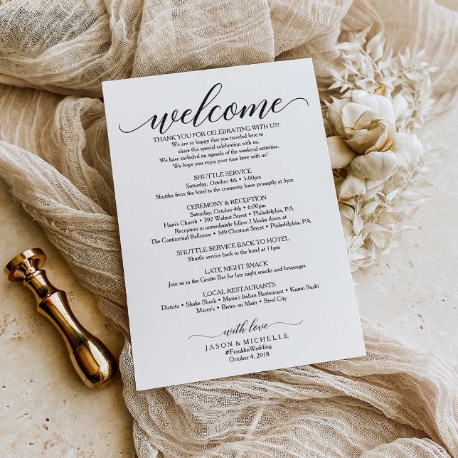 Classic Script Wedding Itinerary - Hotel Bag Program (Creator Uploaded)