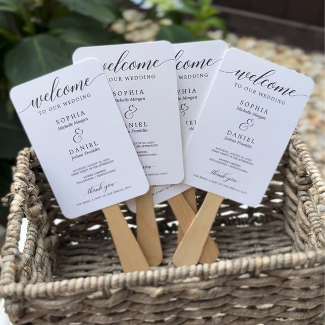 Classic Script Wedding Program and Timeline Hand Fan (Creator Uploaded)