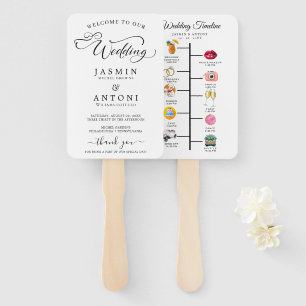 Classic Script Wedding Program and Timeline Hand Fan