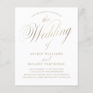 Classic Script White & Gold Budget Wedding 