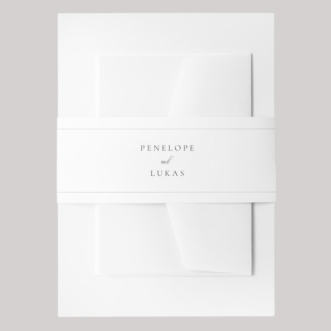 Classic Script White Wedding Invitation Belly Band (Creator Uploaded)