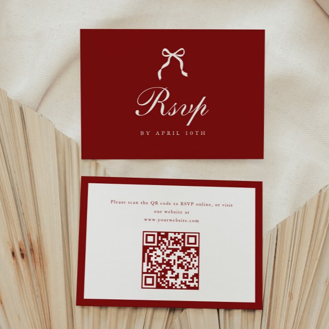 Classic Script Wine Red Coquette Graduation Party RSVP Card (Creator Uploaded)