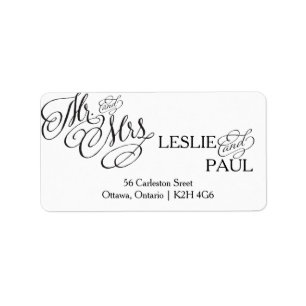Classic Scroll Font Wedding Address Label