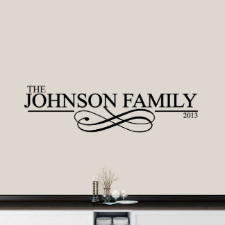 Classic Scroll Nom de famille X-Large Wall Decal
