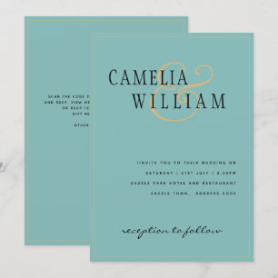 Classic Sea Glass Aqua Green Gold Wedding Invitati Invitation