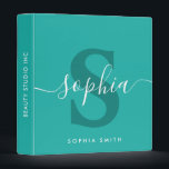 Classic Sea Green Monogram Script Name Initials  Binder<br><div class="desc">Classic Sea Green Monogram Script Name Initials</div>