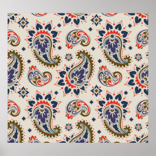 Classic seamless paisley pattern design. poster