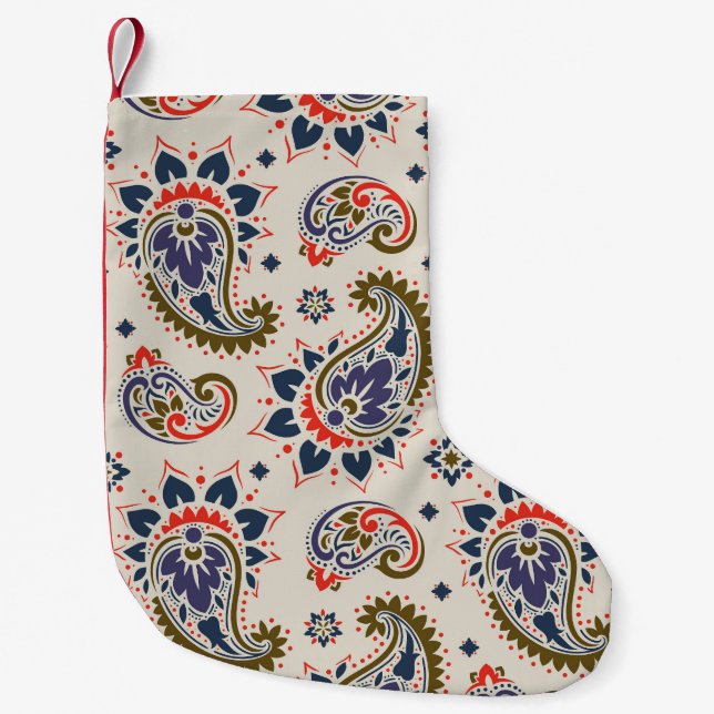 Classic seamless paisley pattern design. small christmas stocking (Front)