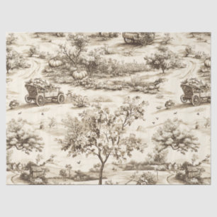 Classic Sepia Autumn Pumpkin Countryside Pattern Tissue Paper