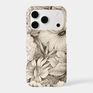 Classic Sepia Floral Ivory Botanical Elegance