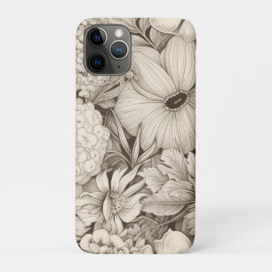 Classic Sepia Floral Ivory Botanical Elegance iPhone 11 Pro Case