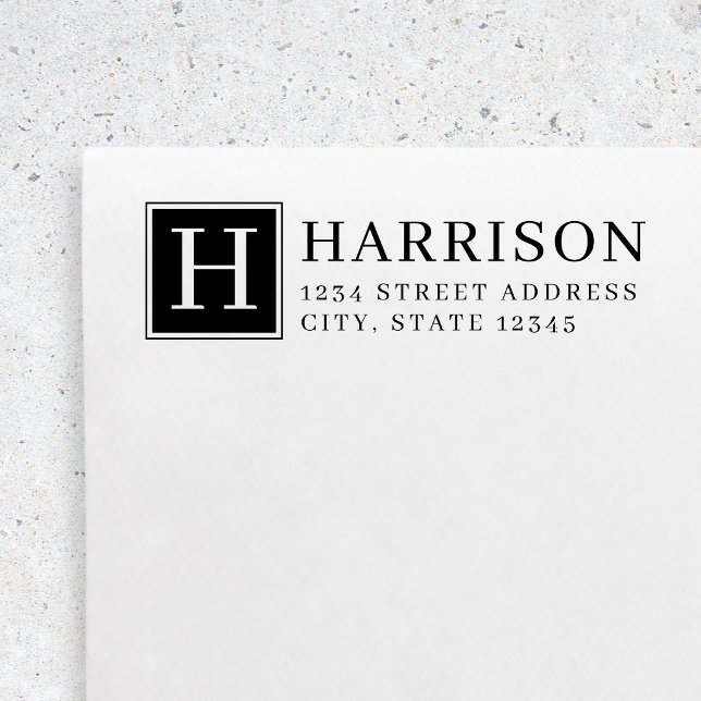 Classic Serif Monogram Business Return Address Self-inking Stamp (Creator Uploaded)