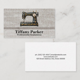 Classic Sewing Machine   Fabric Stitched Business Card