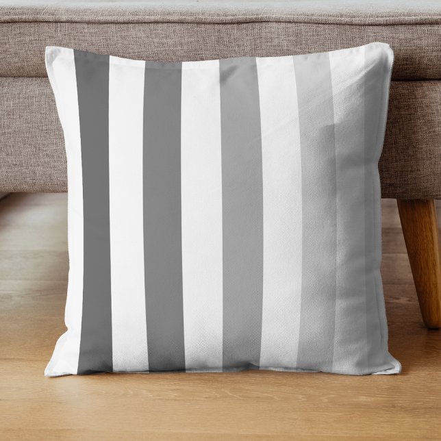 Classic Shaded Grey & White stripes pattern Throw Pillow (Creator Uploaded)