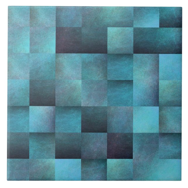 Classic Shades of Blue Squares  Tile (Front)