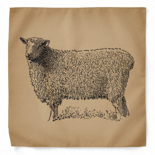 Classic Sheep Art Illustration Antique Farm Animal Bandana