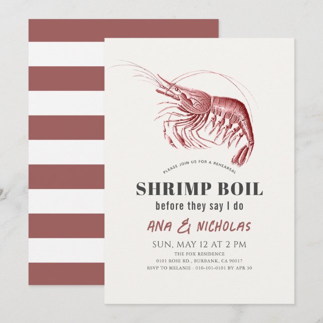 Classic Shrimp Boil Rehearsal Dinner Invitation (Front/Back)