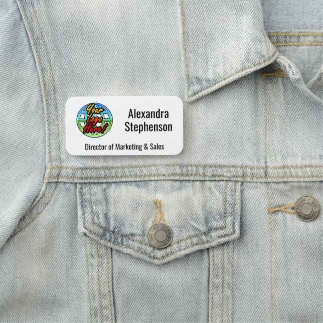 Classic Side Logo Custom Personalized Business Name Tag (In Situ)