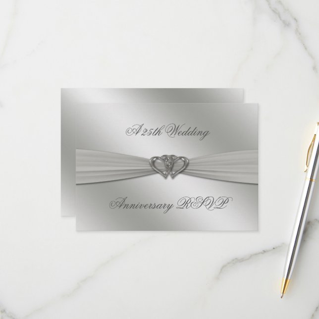 Classic Silver 25e anniversaire Mariage RSVP (Devant/Arrière en situation)