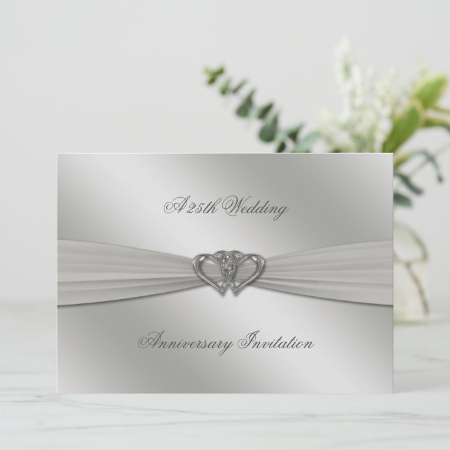 Classic Silver 25th Wedding Anniversary 5x7 Invite (Standing Front)