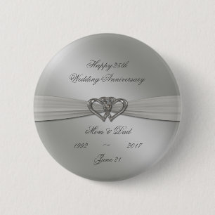 Classic Silver 25th Wedding Anniversary Button