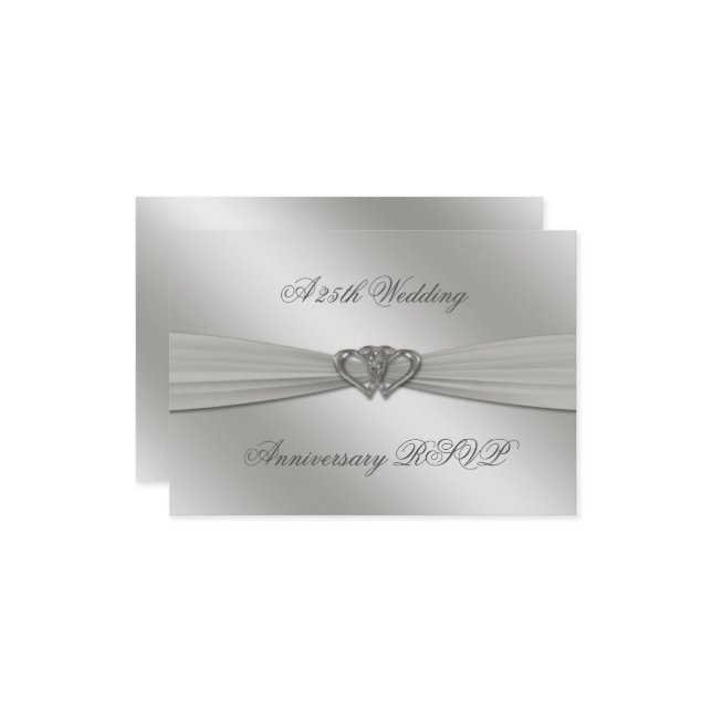 Classic Silver 25th Wedding Anniversary RSVP (Front/Back In Situ)