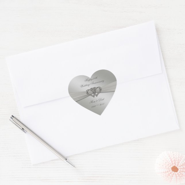 Classic Silver 25th Wedding Anniversary Sticker (Envelope)