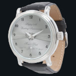 Classic Silver 25th Wedding Anniversary Watch<br><div class="desc">A Digitalbcon Images Design featuring a satin silver colour and classic design theme with a variety of custom images, shapes, patterns, styles and fonts in this one-of-a-kind "Classic Silver 25th Wedding Anniversary" watch. This elegant and attractive design comes complete with customizable text lettering to suit your own special occasion. COMPLETE...</div>
