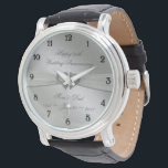 Classic Silver 25th Wedding Anniversary Watch<br><div class="desc">A Digitalbcon Images Design featuring a satin silver colour and classic design theme with a variety of custom images, shapes, patterns, styles and fonts in this one-of-a-kind "Classic Silver 25th Wedding Anniversary" watch. This elegant and attractive design comes complete with customizable text lettering to suit your own special occasion. COMPLETE...</div>