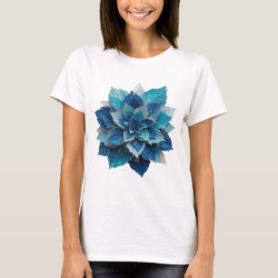 Classic Silver BLUE FLOWER Bold Design T-Shirt
