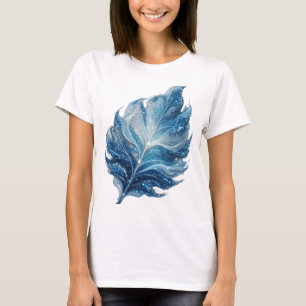 Classic Silver BLUE STAR LEAF Modern Design T-Shirt
