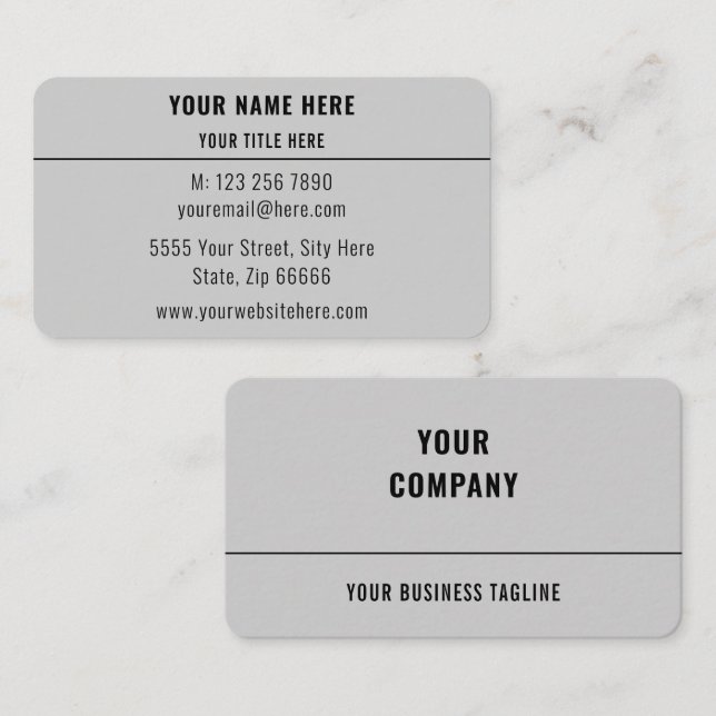Classic Silver Business Card - Simple Personalized (Front/Back)