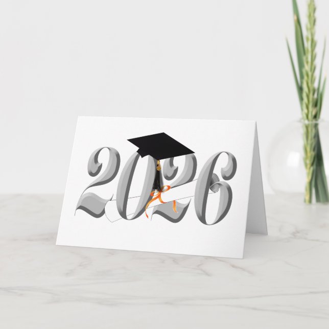 Classic Silver Class of 2026 Graduation Card (Front)